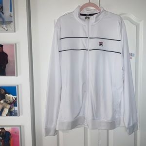Oversized White Fila Track Jacket 🐼